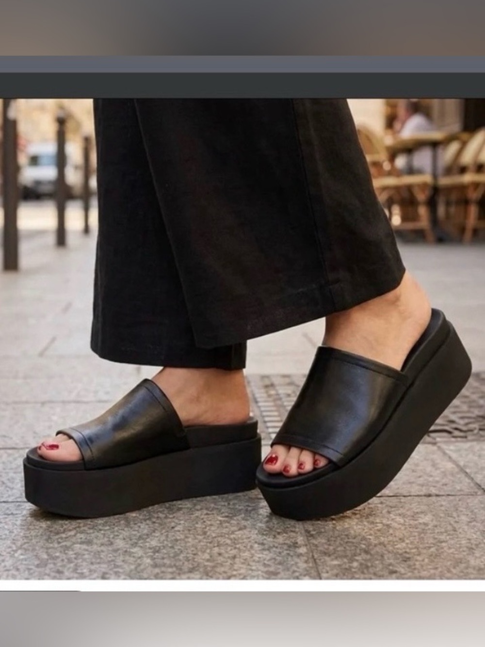 NWT ARWINN Platform Slides. Northend Shop. Jet Black. Comfy, Comfy Shoes.